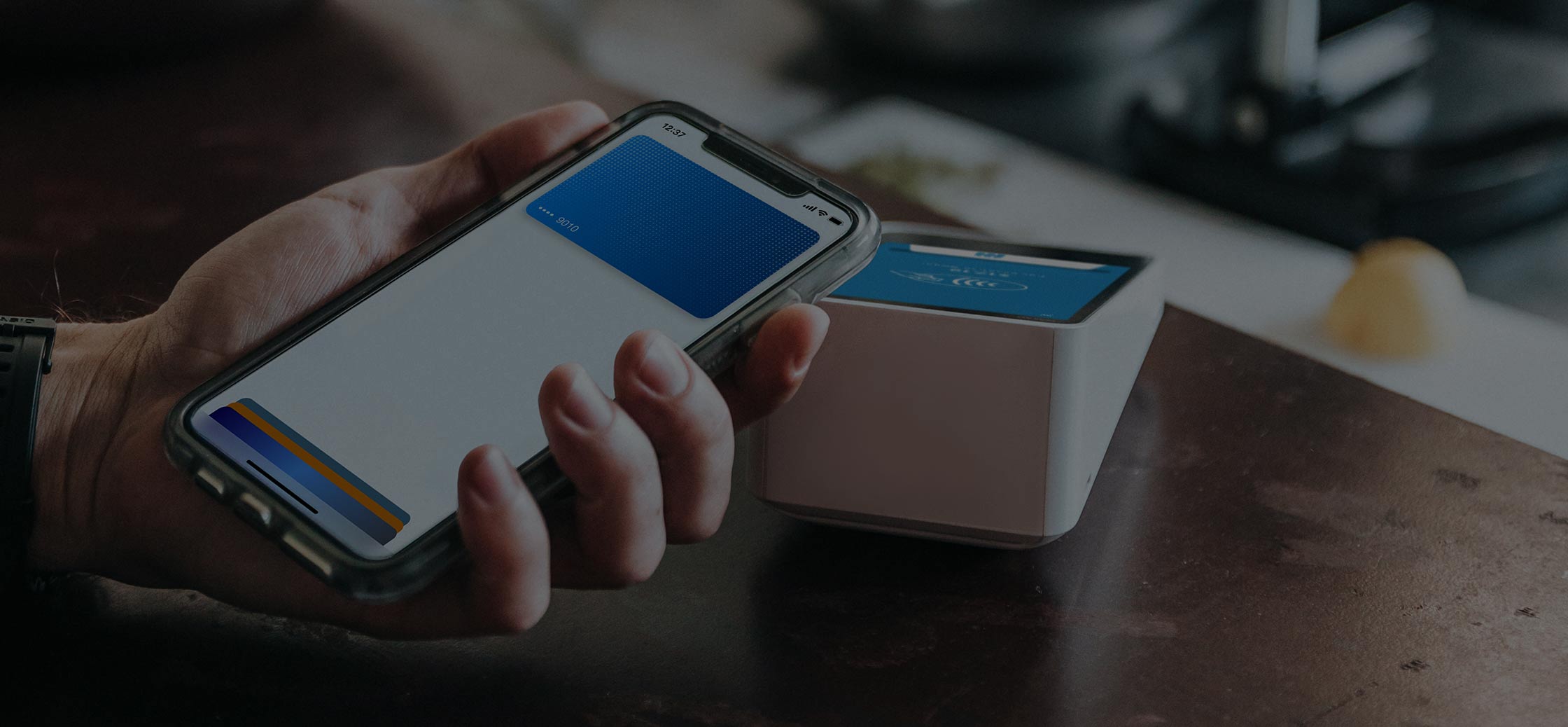 Phone using contactless payment at card reader